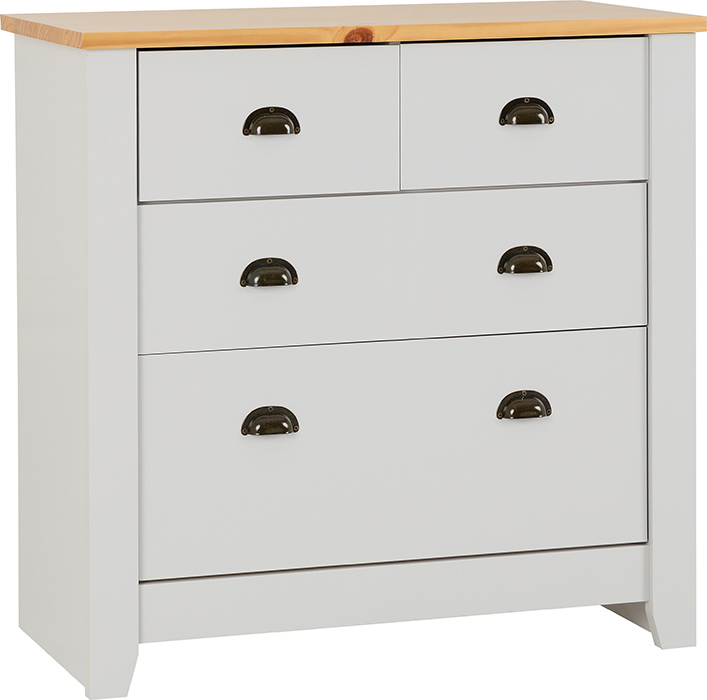 Ludlow 2+2 Drawer Chest In Grey/Oak Lacquer